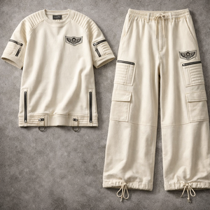 Nouveau survêtement unisexe personnalisé en polaire tissée respirante avec sweat à capuche et t-shirt, style streetwear - Product Image 5