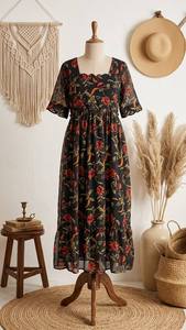 Vestido Maxi de Georgette de Excelente Calidad para Mujer, Vestido Largo Elegante y Ligero para Fiestas y Uso Casual en Oferta - Product Image 4