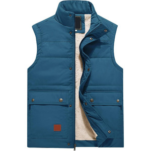 Chaleco Acolchado Verde para Hombre con Cuello Alto, Forro Polar, Cierre de Cremallera, Ropa de Invierno Informal - Product Image 5