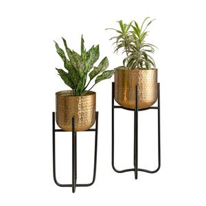 Maceta de metal martillado de gran calidad para decoración del hogar, acabado dorado, maceta decorativa para mesa de interior, precio económico. - Product Image 4