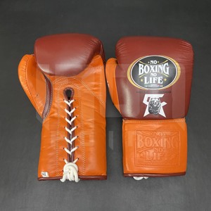 No Boxing No Life Guantes de Boxeo Profesionales de Cuero Vacuno de Primera Calidad con Cordones, Protección Completa para los Dedos, Acolchado Grueso de 4 Capas, para Kick Boxing - Product Image 2