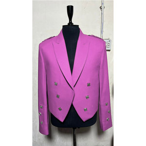 OEM ODM Pink <b>Wool</b> Prince Charlie Kilt Jacket with 5 button <b>Vest</b> Factory Traditional Outfit Wholesale - Product Image 1