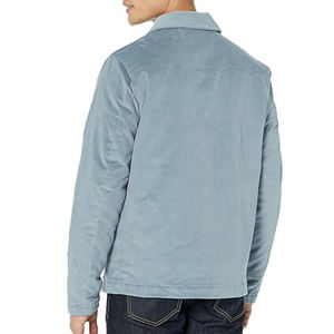 Cotton Men's Zipper Corduroy Casual Spring Bomber <b>Jacket</b> <b>Mandarin</b> <b>Collar</b> Yarn Dyed Long Sleeve - Product Image 4