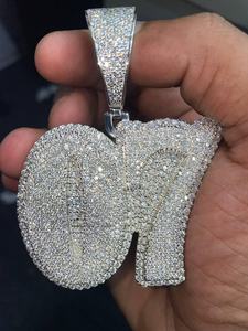 Colgante de Joyería de Lujo con Moissanita VVS de Corte Brillante Redondo, Chapado en Rodio, con Diseño de Número, Estilo Iced Out para Fiestas - Product Image 5
