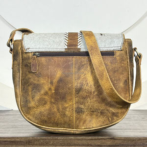 New Cowhide Leather <b>Crossbody</b> Handbags for Women Unique Pattern <b>Travel</b> Shoulder Purse with Buckle Whipstitch Vintage Saddle <b>Bags</b> - Product Image 5