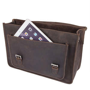 Mens Leather Crossbody Bag Leather Briefcase Sleek Urban Work <b>Tote</b> with Multi <b>Zip</b> Storage Professional Laptop Carry Case - Product Image 6