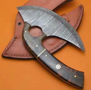 Couteau à pizza unique en acier Damas fait main avec manche en bois personnalisé et étui en cuir Steel Craft International - Product Image 4