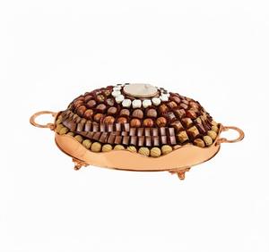 Plateau à chocolat en métal poli or de qualité supérieure avec poignée à motif floral, élégant plateau de service pour bonbons, idéal pour la maison, l'hôtel et les mariages - Product Image 3