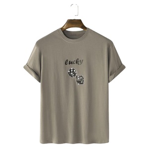 Camiseta de media manga informal de algodón puro de alta calidad con estampado sencillo, camiseta Premium con cuello redondo a precios razonables - Product Image 1