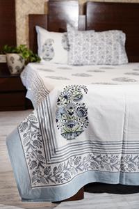 Cotton Bedsheet Hand Block Printed with Pillow <b>Covers</b> Indian Print Bedspread Fitted Sheets for Living Room - Product Image 2