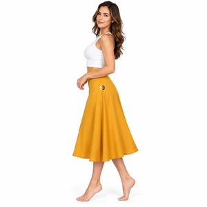 Choisissez un look fluide et élégant avec la jupe midi pour femme, conçue pour des mouvements confortables et une coordination facile avec le reste de votre garde-robe. - Product Image 3