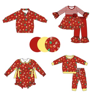 Conjuntos <span class=keywords><strong>de</strong></span> ropa para niñas <span class=keywords><strong>de</strong></span> dos piezas ecológicos rojos personalizados <span class=keywords><strong>de</strong></span> manga larga <span class=keywords><strong>de</strong></span> seda <span class=keywords><strong>de</strong></span> leche estilo informal estampado dulce pantalón largo estilo boutique - Product Image 1