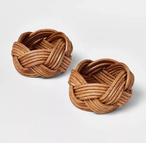 แหวนรองผ้าเช็ดปากหวายสานมือเคลือบสีขาว สำหรับตกแต่งโต๊ะสไตล์ชายทะเลอย่างหรูหรา มีจำหน่ายในราคาขายส่ง - Product Image 5