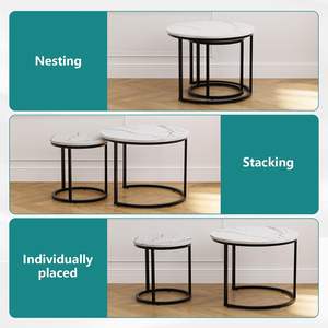 Mesa de Centro Redonda con Tapa de Madera, Mesa Auxiliar Moderna para Sala de Estar, Decoración del Hogar - Product Image 3