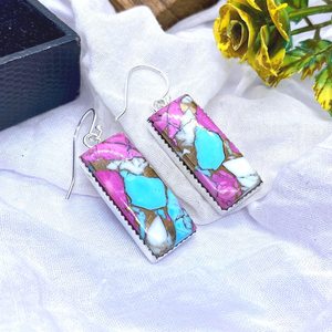 Pendientes de Plata de Ley 925 con Turquesa Algodón de Azúcar, Hechos a Mano, Minimalistas, Colgantes, con Piedras Preciosas, Regalo de Joyería - Product Image 6