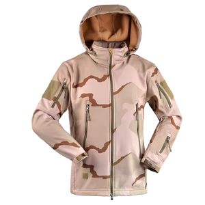 Men's Camouflage Hooded <b>Safari</b> Tactical Jacket Windproof Polyester Workwear Style Regular Fit Zipper Closure Autumn Wear - Product Image 2