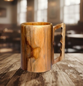 Rustic Wooden Mug Handmade Natural Solid Wood Coffee Cup Eco Friendly Drinkware for Tea Coffee Juice Serving - Product Image 3