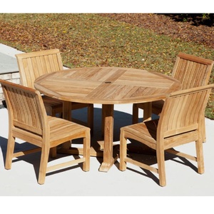 Table de jardin extérieure, table bistrot, en teck américain, fabriquée en Indonésie, meubles en bois massif. - Product Image 1