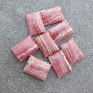 Cabochon en rhodochrosite naturelle, forme rectangulaire, dos plat, pierre précieuse calibrée - Product Image 3