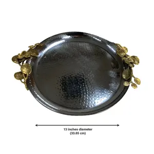Plateau décoratif rond en céramique écologique de qualité export, élégant et luxueux pour le salon, vente en gros, Plaqué Zahid Exports, sûr - Product Image 1