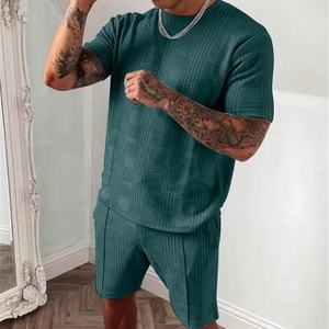 Conjunto de Pantalones Cortos y Camiseta de Verano de Alta Calidad, en Oferta, de Algodón, Personalizado, Estilo Jogger, Talla Grande, con Estampado Tartán, para Hombre - Product Image 4