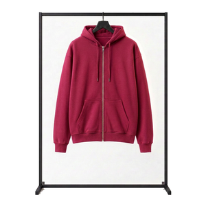 เสื้อฮู้ดซิปผู้ชายสีส้ม ทรงปกติ สีพื้น ผ้าฝ้ายฟลีซ ใส่สบาย เป็นมิตรกับสิ่งแวดล้อม สไตล์ฮิปฮอป มีกระเป๋าหน้าเต็มตัว - Product Image 5