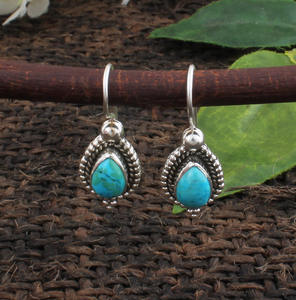 Natural Turquoise Drop <b>Earrings</b> for Women Western Style Luxury Sterling <b>Silver</b> Jewelry Vintage Stone Dangles <b>Wedding</b> Gift Her - Product Image 4