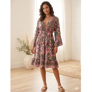 Women's Comfortable A-Line Knee-Length Silk Dress Boho Bohemian Floral Print Paisley Sexy Cute Sweet Y2K Vintage Korean Spring - Product Image 1