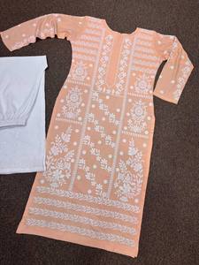Salwar Kameez de algodón rayón pesado, tela floral de satén suizo, estilo indio pakistaní, ropa para bodas y fiestas, vestido floral de noche. - Product Image 4
