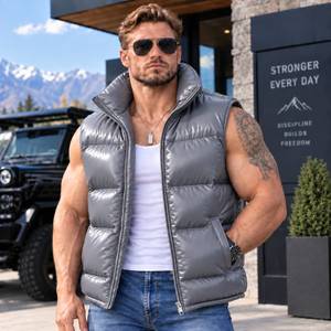 Chaleco acolchado de piel de cordero auténtica para hombre, chaleco de piel de oveja, chaleco de cuero, chaleco de cocodrilo para hombre - Product Image 3