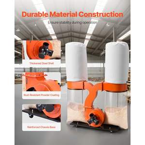 Collecteur de poussière à cône vortex de 2,5 microns, 1550 CFM, 3,0 HP, système de collecte de sciure de bois, 3400 tr/min, tissu non tissé, deux 35 gallons - Product Image 6