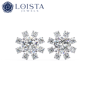 Lab Grown Diamond Round Brilient Cut <b>Earring</b> With IGI Certified For Women's Luxury Style Engagement Jewelry - Product Image 2