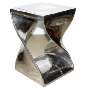 Tabouret en fonte d'aluminium recyclé au Design tourné disponible en métal poli brillant tabouret de meubles de maison pour le jardin - Product Image 1