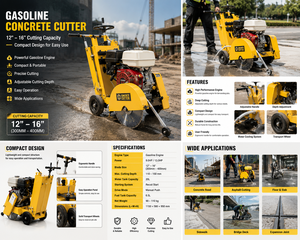 Coupe-béton à essence Tayo 145 mm 7,5-10 CV, conception compacte, machine de découpe portable pour routes, dalles de sol, asphalte, trottoirs, ponts - Product Image 1