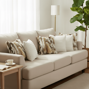 SOGA Lot de 6 housses de coussin décoratives de luxe en fausse fourrure de 45 cm, 3 housses élégantes blanches et texturées de couleurs mélangées pour canapé et chambre - Product Image 2