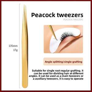 Pince à épiler professionnelle de haute précision en acier inoxydable, inclinée, antidérapante, avec clip doré, légère, manche confortable, luxe - Product Image 6