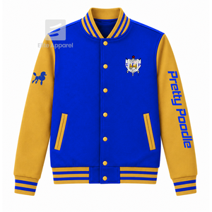 Veste universitaire personnalisée Sigma Gamma Rho Sorority, bleu et or, manches longues, fermeture éclair sur le devant, col à bandes, logo brodé, coton. - Product Image 1