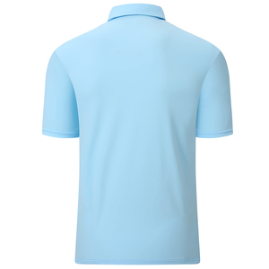 Men's Light Blue Polo Shirt Short Sleeve <b>Zipper</b> Closure Casual Style Knitted Polyester Quick Dry Golf <b>Top</b> - Product Image 3