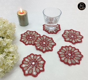 Handmade <b>Beaded</b> Tea <b>Coaster</b> Set with Elegant Checkered Design Ideal for Table Decor Gifting Daily Use and Home Styling - Product Image 5