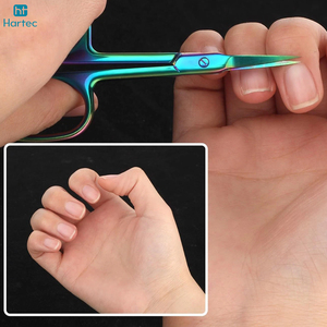 Ciseaux à cuticules et à ongles en acier inoxydable avec finition arc-en-ciel colorée et poignées en acier pour salon et soin des ongles à domicile - Product Image 6