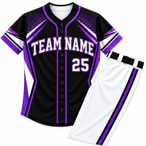 Conjunto de camiseta de béisbol personalizada para adultos, manga corta, estampado sublimado, absorción de humedad, 100% poliéster, nombre del equipo, número personalizable - Product Image 5