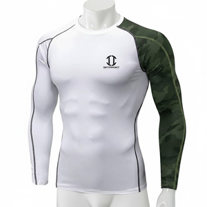 Vente en gros à faible MOQ : Rashguard MMA respirant pour hommes, manches longues, compression athlétique, col ras du cou, pour entraînement et musculation - Product Image 2