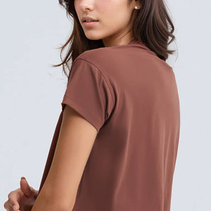Camisetas cortas personalizadas de color liso para mujer, más vendidas, OEM, nueva llegada, camisetas cortas de moda para mujer en venta - Product Image 4