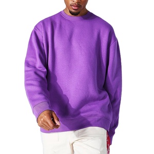 Sweat-shirt col rond oversize pour homme, 500 g/m², en molleton de coton épais 100 % coton, délavé, épaules tombantes, brodé, vente en gros - Product Image 3