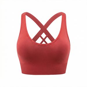 Soutien-gorge de sport sans coutures pour femme avec bretelles croisées au dos, tissu extensible et respirant, anti-transpiration, idéal pour la gym et les vêtements de fitness. - Product Image 5