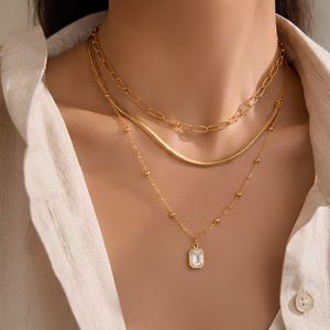 สร้อยคอเหล็กกล้าไร้สนิมแบบหลายชั้น ชุบทอง 18K สำหรับแบรนด์ขายส่ง - Product Image 2