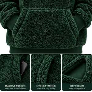 ASKIM IMPEX Greebn Hooded Fleece Sweatshirt Casual Pocket Design Unisex Winter Wear <b>Men's</b> <b>Hoodies</b> & Sweatshirts - Product Image 3