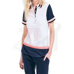 Polo de Mujer con Bloques de Color, Manga Corta, Tejido de Punto Informal, Mezcla de Poliéster y Algodón Transpirable - Product Image 3