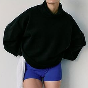 High Quality Autumn/Winter Women's Oversized Sweatshirt Stylish Streetwear Design Heavy Fleece 100% Cotton Mock Neck Custom - Product Image 4