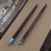 Épingle à cheveux traditionnelle chinoise en bois de haute qualité, incrustée de coquillages, en forme de baguette